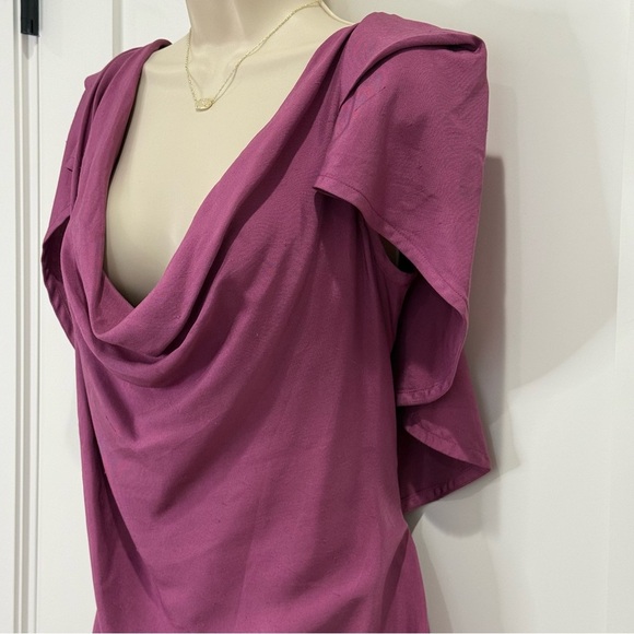 Vivienne Westwood Virginia Mini Dress Size 8 Magenta Raw Silk Cape Sleeve Chic - Picture 13 of 13